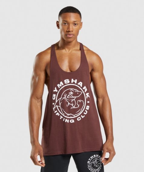 Men's Gymshark Legacy Stringer Tanks Burgundy | NZ 4RJMCL